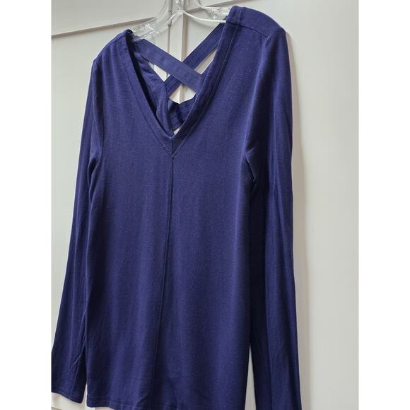 Lilly Pulitzer Areli Pullover Dk Blue Tunic Lattice Back Top-Size Medium Long - Picture 2 of 6